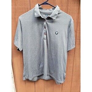 BMW Polo Shirt Mens XL Gray Golf Golfing Short Sleeve Embroidered Stretch